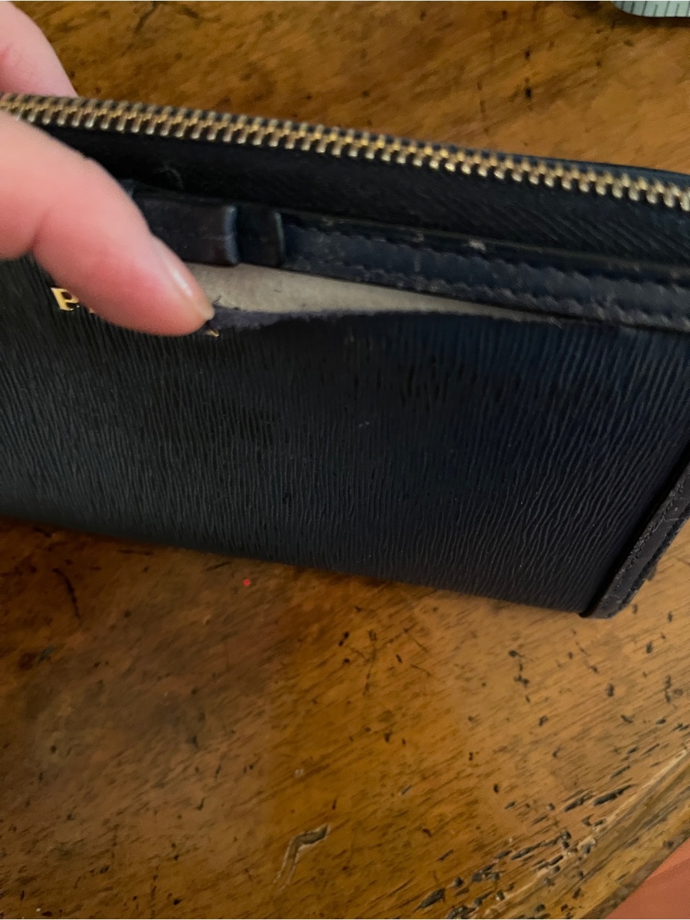 Prada Navy Leather Zip Wallet / used condition - Picture 10 of 12